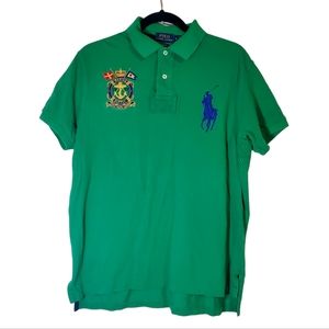 Polo Ralph Lauren L Mens Green Big Logo Embroidered Custom Fit Collared …